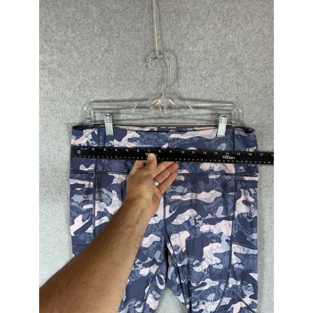 Reebok Leggings Womens XL Blue Pink Camo Athletic Workout Activewear Pockets